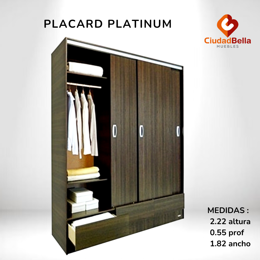 Placard max 3 ptas Corredizas 3 cajones Mod 633 platinum