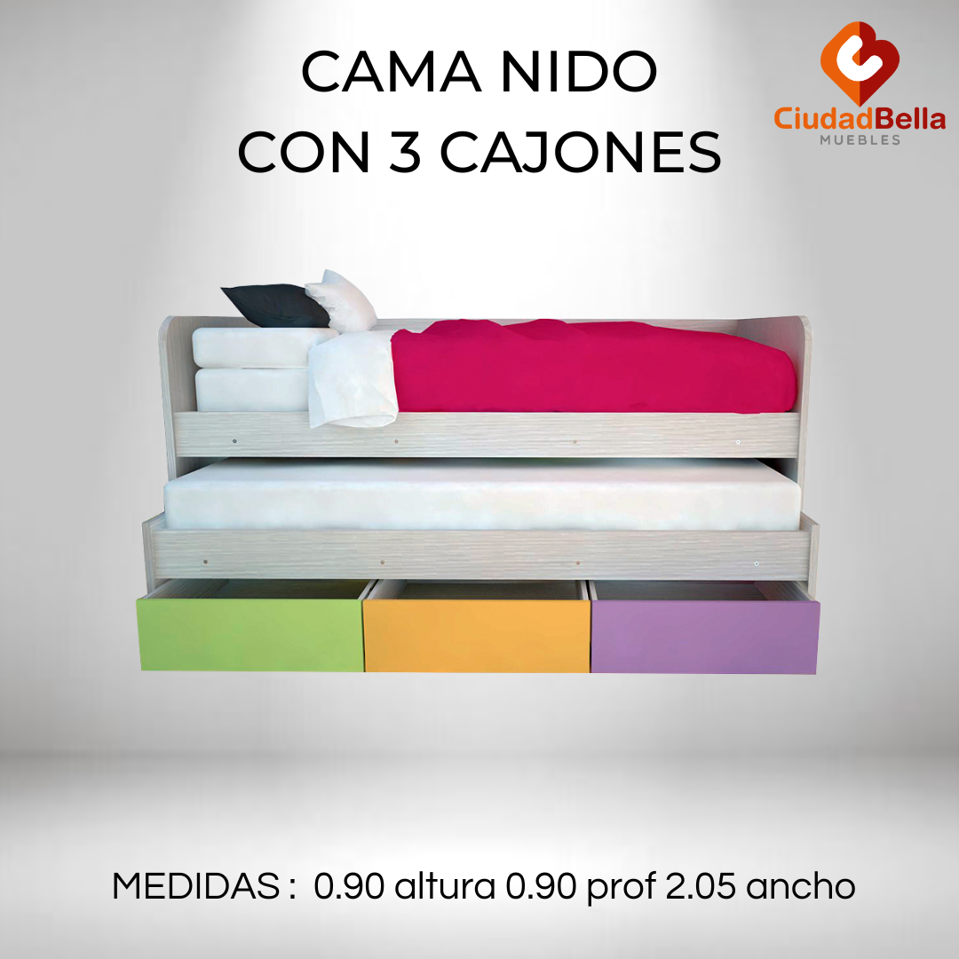 Cama Nido Con Cajones Mosconi color tabaco