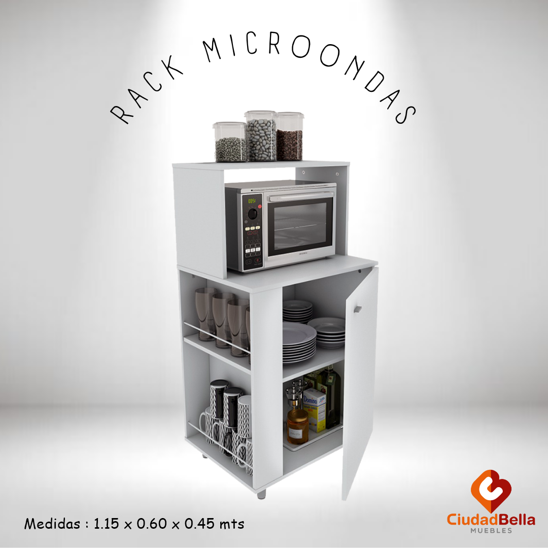RACK PARA MICROONDAS CON VAJILLERO