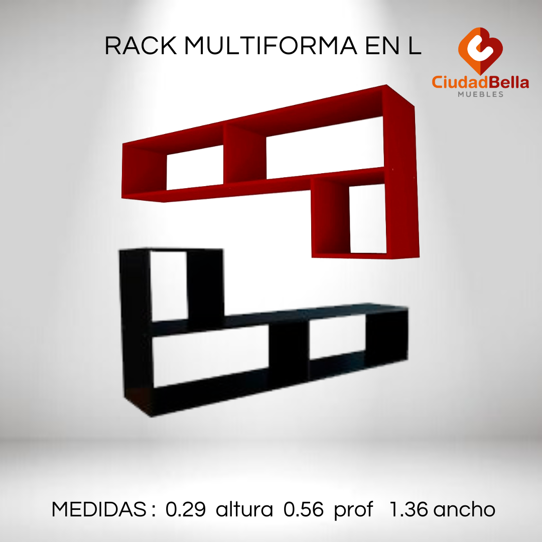Módulo En L Rack Mueble Tv Living Estantes Melamina Mosconi