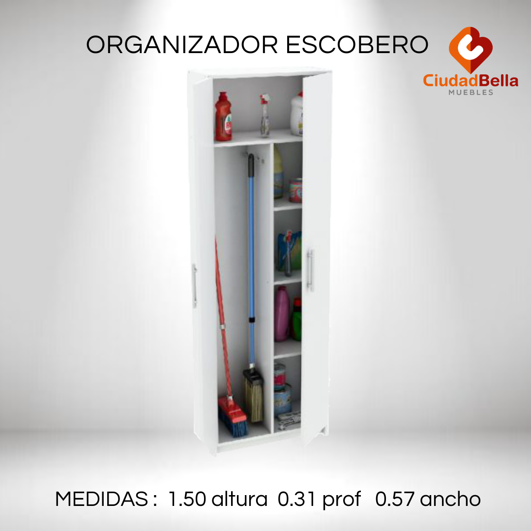 Escobero Despensero Mueble Organizador Mosconi 2 Puertas