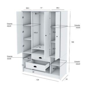 ROPERO PLACARD 4 PTAS 2 CAJONES + ZAPATERO LIBE 40